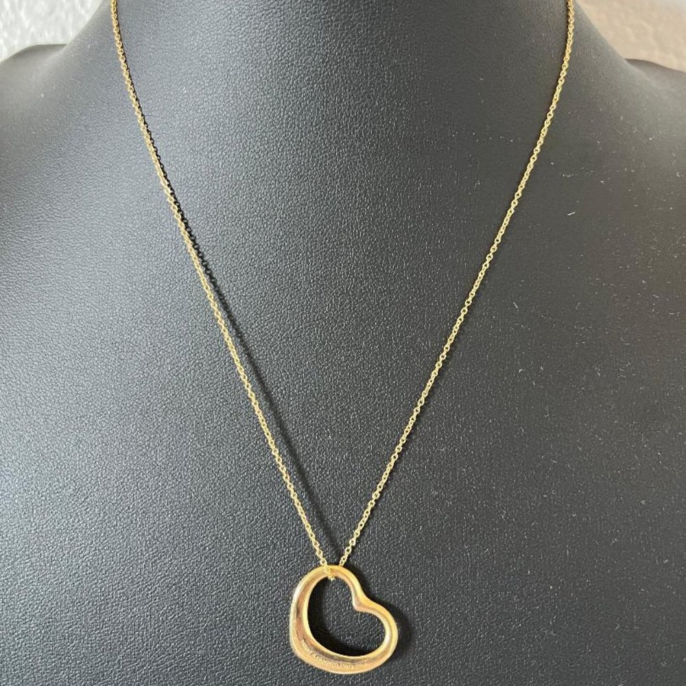 18K Gold Tiffany Elsa Perretti Open Heart Necklace, Yellow Gold